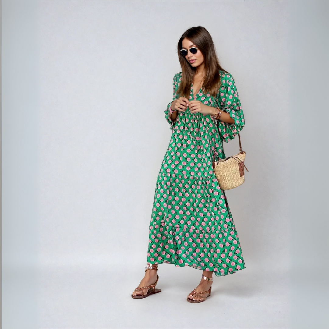 Vilma™ | Boho Bomulds Maxi Kjole