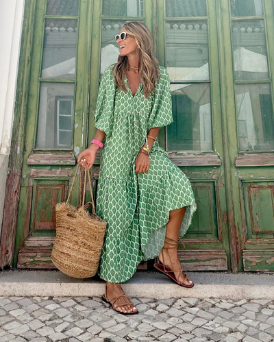 Vilma™ | Boho Bomulds Maxi Kjole