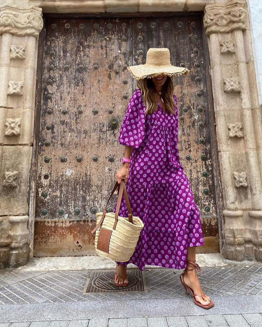 Vilma™ | Boho Bomulds Maxi Kjole
